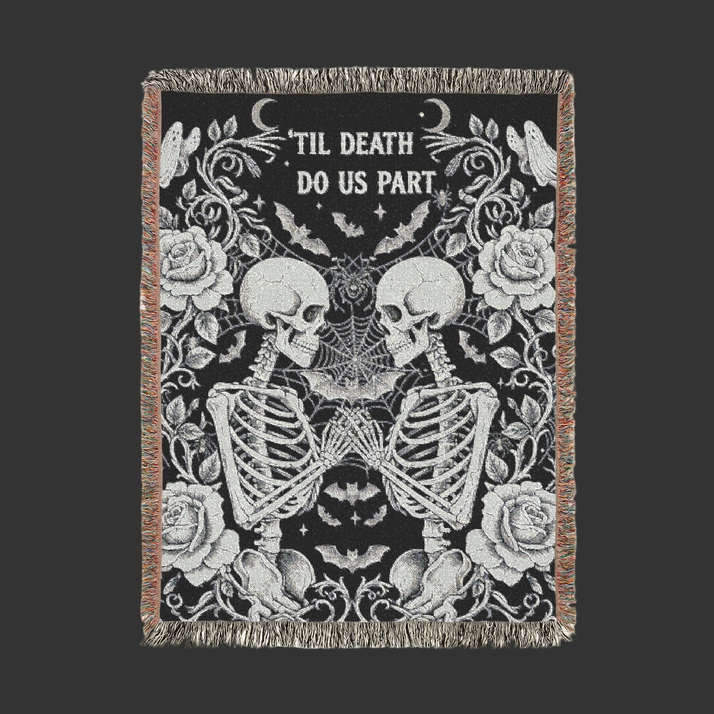 Skeleton Lovers Woven Blanket |Gothic Wedding Blanket | Halloween Blanket