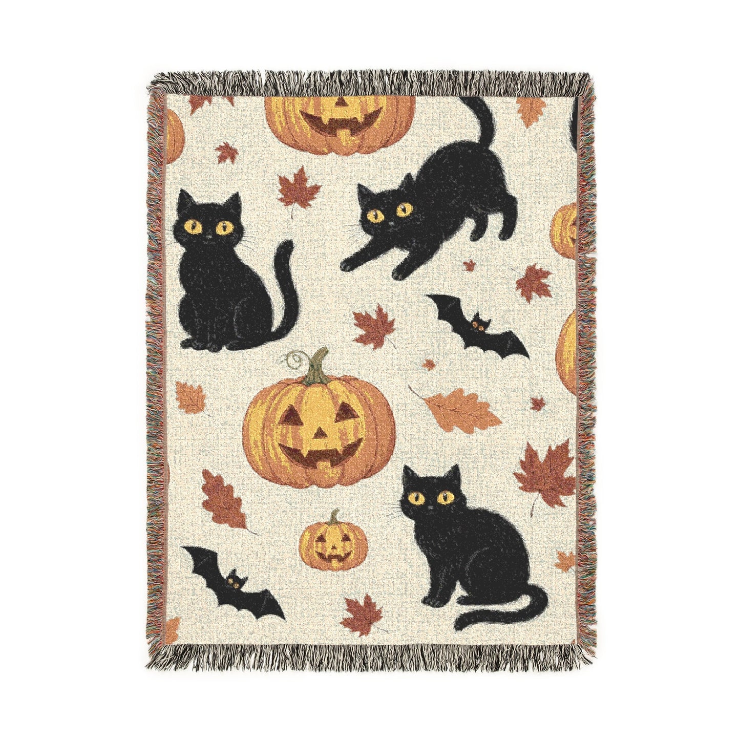 Cats and Bats| Halloween Woven Blanket