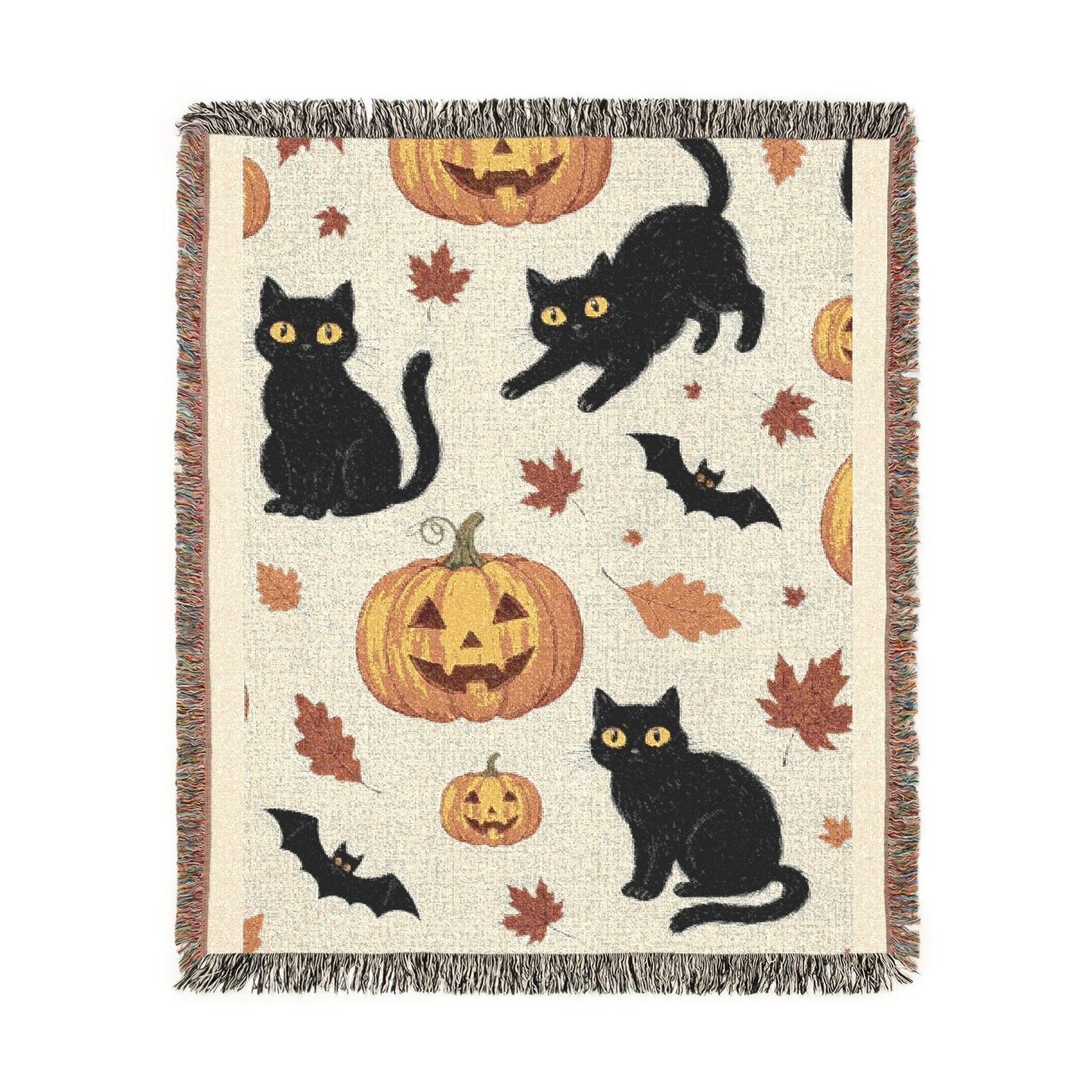 Cats and Bats| Halloween Woven Blanket