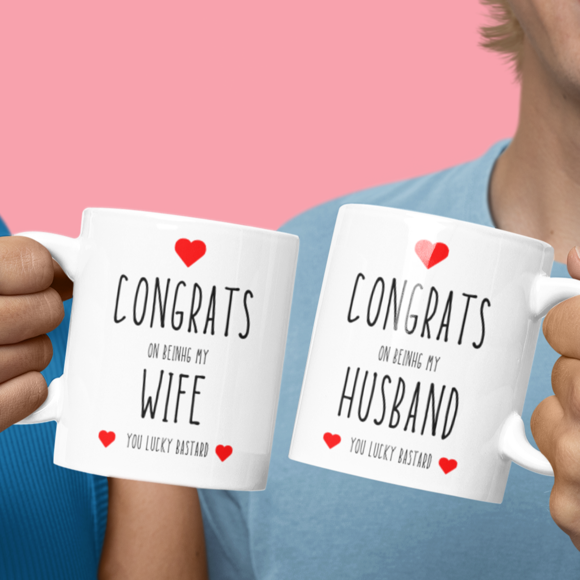 Funny - Congrats Husband, Congrats Wife Lucky Bastard White Mug