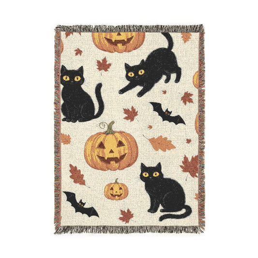 Cats and Bats| Halloween Woven Blanket