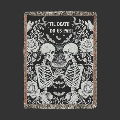 Skeleton Lovers Woven Blanket |Gothic Wedding  Blanket | Halloween Blanket