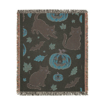 Cats and Bats| Halloween Woven Blanket