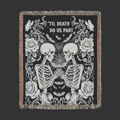 Skeleton Lovers Woven Blanket |Gothic Wedding  Blanket | Halloween Blanket