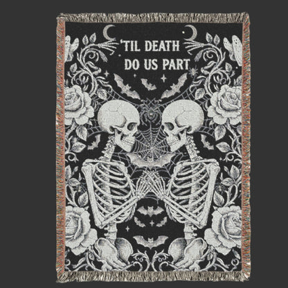 Skeleton Lovers Woven Blanket |Gothic Wedding  Blanket | Halloween Blanket