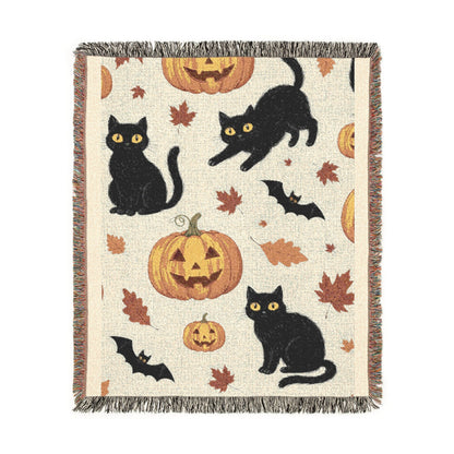 Cats and Bats| Halloween Woven Blanket
