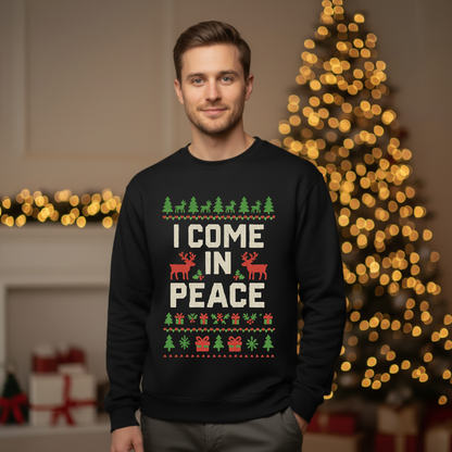 Peace I Come In Peace | Ugly Christmas Sweater | Funny Couples Sweatshirt