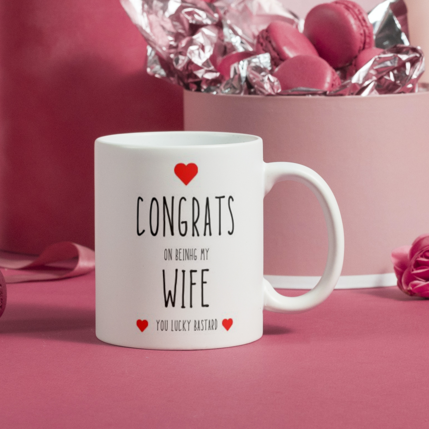 Funny - Congrats Husband, Congrats Wife Lucky Bastard White Mug