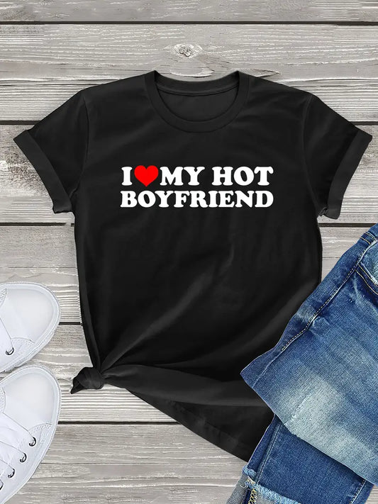 I Love My Hot Boyfriend, I Love My Hot Girlfriend, 💘 Matching Couple T-Shirt