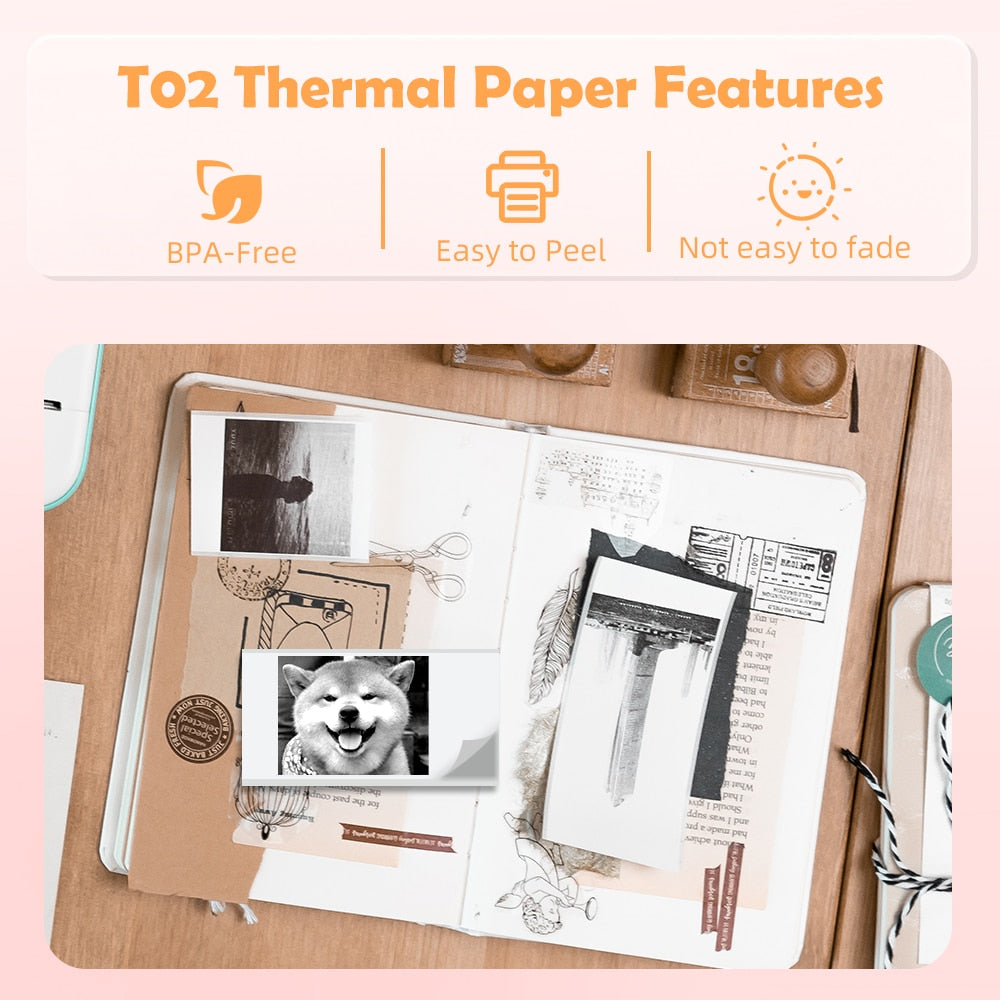 Portable Pocket Printer T02 | Self-Adhesive Paper